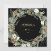 パインエレガントリースブラック |金ゴールドメリークリスマス シーズンカード (裏面)