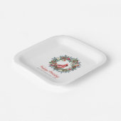 パインエレガントリースレッド(鳥)ショウジョウコウカンチョウクリスマスパーティーP ペーパープレート (傾斜あり)