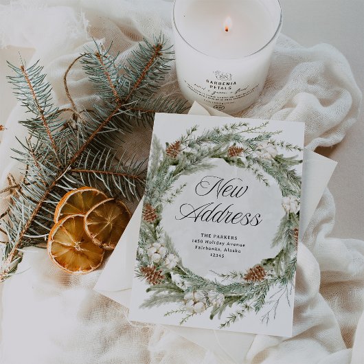 パインエレガントリース |クリスマスの新しい住所 シーズンカード