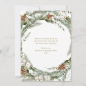 パインエレガントリース |クリスマス金ゴールドの新しい住所 シーズンカード (裏面)