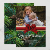 パインエレガントレッドボウクリスマス写真 シーズンカード (正面/裏面)