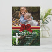 パインエレガントレッド弓の宗教聖書詩の写真 シーズンカード (スタンド正面)