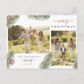 パインエレガント素朴クリスマス2カスタム枚の写真Invite シーズンポストカード (正面)