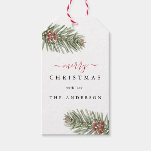 パインエレガント素朴クリスマス ギフトタグ (正面)