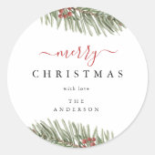 パインエレガント素朴クリスマス ラウンドシール (正面)