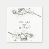 パインエレガント素朴ブランチ結婚ウッドランド スタンダードカクテルナプキン (正面)
