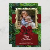 パインエレガント金ゴールドフレーム写真クリスマス シーズンカード (正面/裏面)