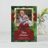 パインエレガント金ゴールドフレーム写真クリスマス シーズンカード (スタンド正面)