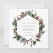 パインエレガント&コットン冬の結婚式 招待状 (正面)
