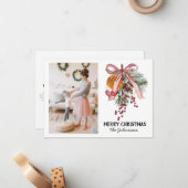 パインオレンジ写真クリスマスホリデーカード ノートカード (正面/裏面インサイチュ)