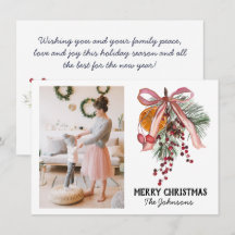 パインオレンジ写真クリスマスホリデーカード