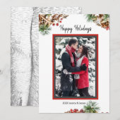 パインカスタムバウフラットカード付きフォトホリデーカード (正面/裏面)