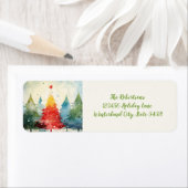 パインカラフルツリーズクリスマス差出人住所ラベル ラベル (インサイチュ)