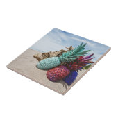 パインカラフルリンゴの砂のビーチ タイル (側面)