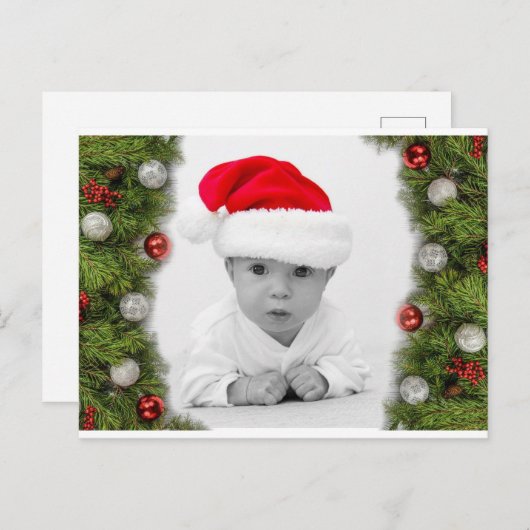 パインガーランドフォトクリスマスオーナメントズホリデイ ポストカード (正面/裏面)