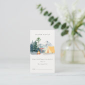 パインキャンピングマウンテンおむつラッフルベビーシャワー エンクロージャーカード (スタンド正面)