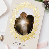 パインクラシックフレームリースクリスマス写真金ゴールド 箔シーズンカード