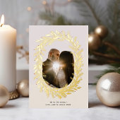 パインクラシックフレームリースクリスマス写真金ゴールド 箔シーズンカード