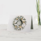 パインクリスマスリース折りたたみホリデーカード シーズンカード (正面)