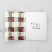 パイングリーンアイボリーレッドストライプクリスマスクリスマス カード (内部)