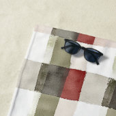 パイングリーンアイボリーレッドストライプクリスマスクリスマス ビーチタオル (インサイチュ)