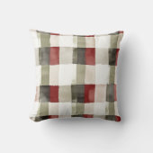 パイングリーンアイボリーレッドストライプズ クッション (正面)