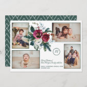 パイングリーンクリスマスクラスモノグラムフォトコラージュ シーズンカード (正面/裏面)