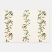 パイングリーンクリームクリスマスツリーズベルズスノーフレーク ラッピングペーパーシート (正面3)