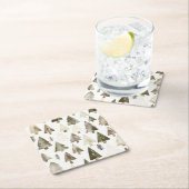 パイングリーンクリームクリスマスツリー スクエアペーパーコースター (インサイチュ)