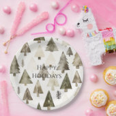 パイングリーンクリームクリスマスツリー ペーパープレート (パーティー)