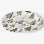 パイングリーンクリームクリスマスツリー ペーパープレート (アングル)