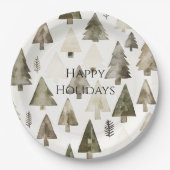 パイングリーンクリームクリスマスツリー ペーパープレート (正面)
