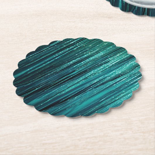 パイングリーングリティージーティンセルストライプクリスマス ペーパーコースター (アングル)