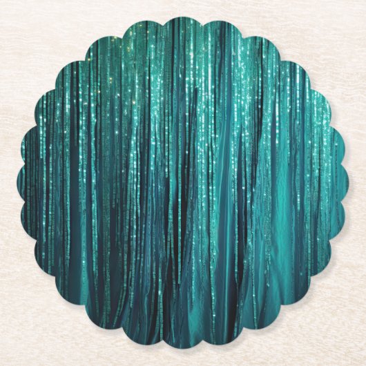 パイングリーングリティージーティンセルストライプクリスマス ペーパーコースター (正面)