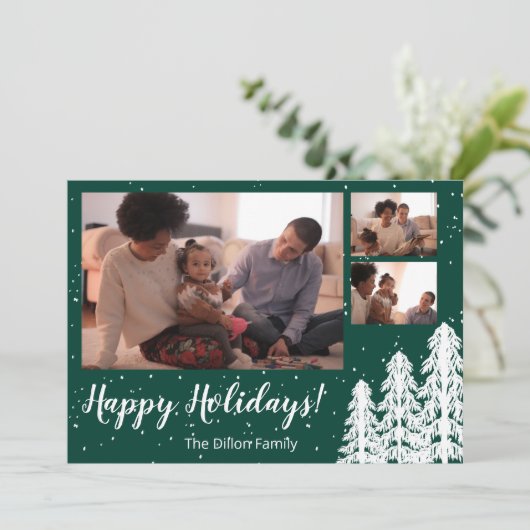 パイングリーンスノーウィークリスマスツリーズホリデー シーズンカード (スタンド正面)