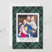 パイングリーンタータンチェックプレイドメリークリスマスフォト シーズンカード (正面)