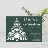 パイングリーンホワイトツリークリスマスお祝い 招待状 (スタンド正面)