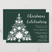 パイングリーンホワイトツリークリスマスお祝い 招待状 (正面/裏面)