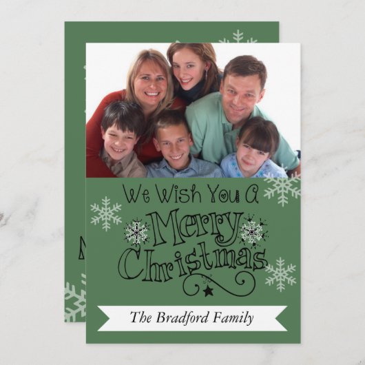 パイングリーンメリークリスマスフォトホリデーカード シーズンカード (正面/裏面)