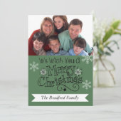 パイングリーンメリークリスマスフォトホリデーカード シーズンカード (スタンド正面)