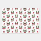 パイングリーンレッドメリークリスマスサンタ ラッピングペーパーシート (正面3)