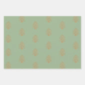 パイングリーン金ゴールドグリッジーグリッタークリスマスツリーズ  ラッピングペーパーシート (正面2)