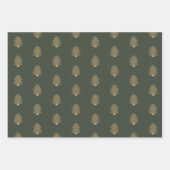 パイングリーン金ゴールドグリッジーグリッタークリスマスツリーズ  ラッピングペーパーシート (正面)
