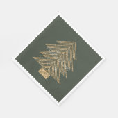 パイングリーン金ゴールドグリッジーグリッタークリスマスツリー      スタンダードランチョンナプキン (角)