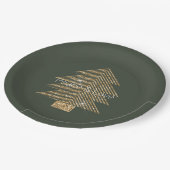 パイングリーン金ゴールドグリッジーグリッタークリスマスツリー    ペーパープレート (アングル)