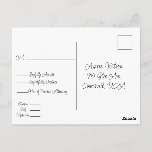 パインコーンとホリーの冬のリース ポストカード (裏面)