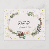 パインコーンとホリーの冬のリース ポストカード (正面)