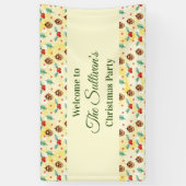 パインコーンとホリークリスマスパターンパーティー 横断幕 (縦)