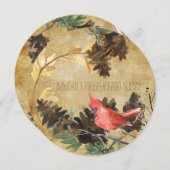 パインコーンと鳥の国際的ホリデーカード シーズンカード (正面/裏面)