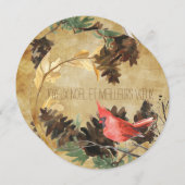 パインコーンと鳥の国際的ホリデーカード シーズンカード (正面/裏面)